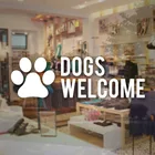 Собаки добро пожаловать стикер лапа магазин печати бизнес ПЭТ знак Виниловая наклейка для двери окна стены и т. д. Съемный Плакат для кафе G602