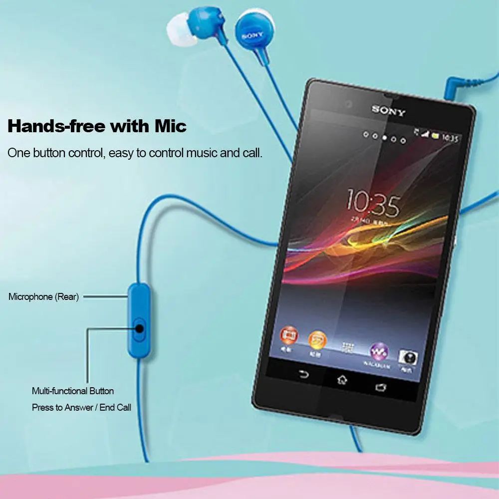 Наушники SONY MDR EX15AP 3 5 мм проводные наушники вкладыши для смартфона