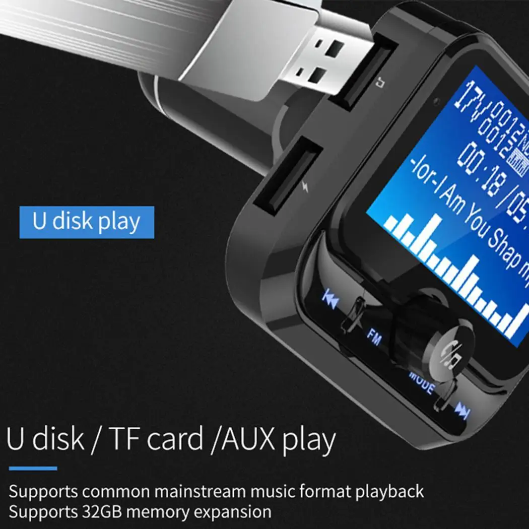 Портативный USB автомобильный fm-передатчик Bluetooth&gt 68дб беспроводной около 2 м