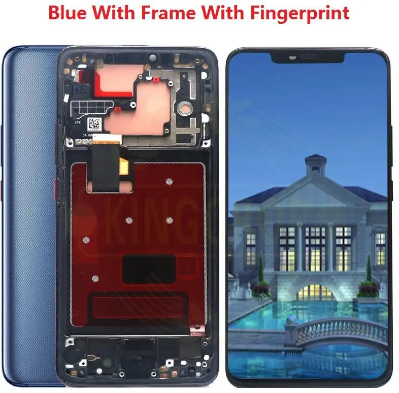 Blue frame Finger Huawei mate 20 Pro ЖК-дисплей с рамкой кодирующий преобразователь сенсорного экрана в сборе ремонт mate 20Pro huawei mate 20 lcd mate 20 Pro экран - Цвет: Blue frame Finger