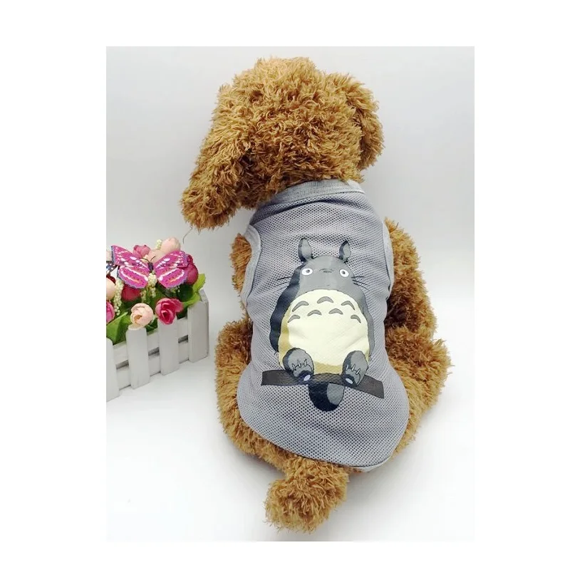 Летняя жилетка для питомцев милая серая Одежда собак Тоторо сетчатые рубашки