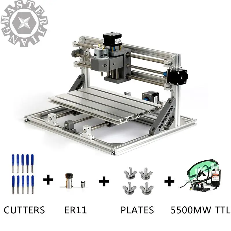 with 5500mw TTL CNC3018 GRBL с ER11-5mm diy мини ЧПУ гравировальный станок лазерная гравировка Pcb ПВХ фрезерный станок деревянный маршрутизатор лучшие передовые игрушки - Цвет: with 5500mw TTL
