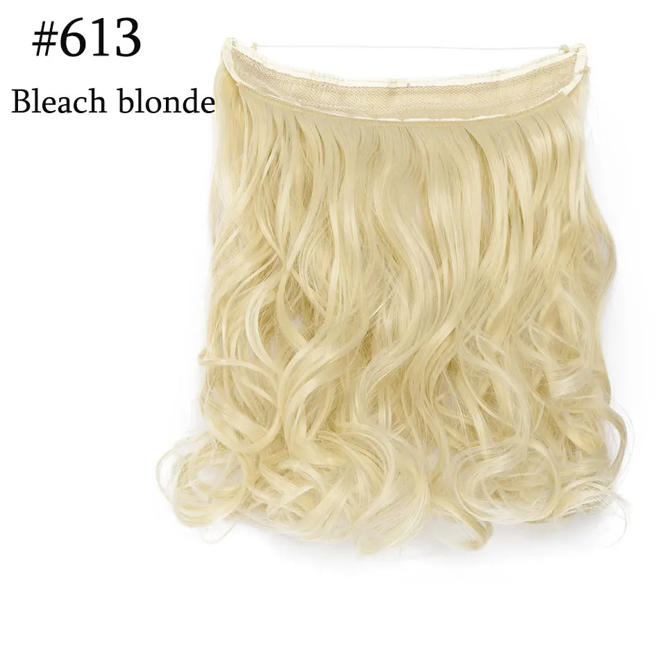 bleach blonde SNOILITE 16 дюймов короткая волнистая невидимая проволока без зажимов для наращивания волос Прозрачная проволока шиньоны натуральные синтетические волосы 90 г - Цвет: bleach blonde