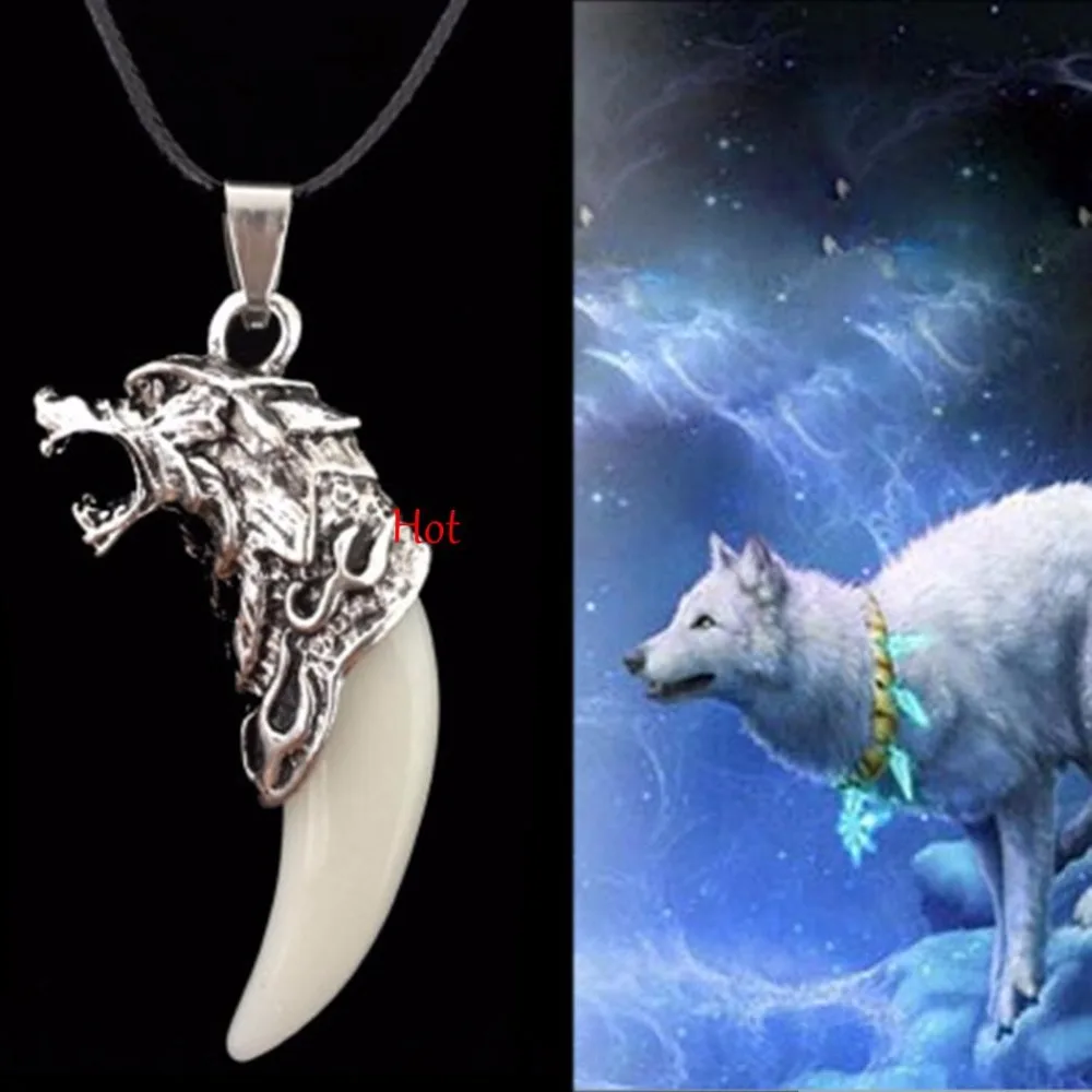 Горячая Панк Храбрый Для мужчин волчьи клыки ожерелье с острой подвеской женщин