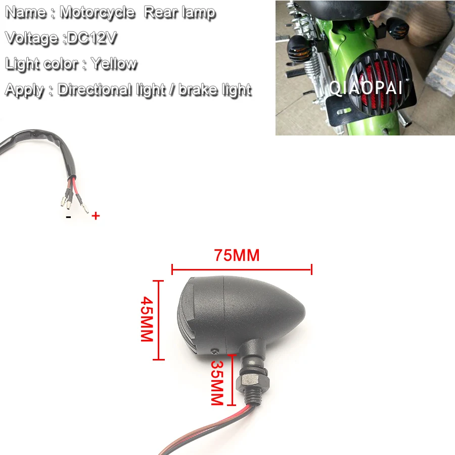 

Modified Motorcycle Fence Lamp Light Motobike Signal Turn Lamp Indicator Lights for Retro Harley-Davidson Cafe Racer MOTO Parts