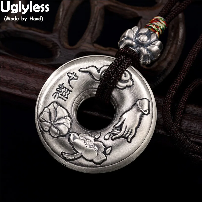 Uglyless подвески из настоящего серебра 99.9% пробы в виде руки Будды лотоса с