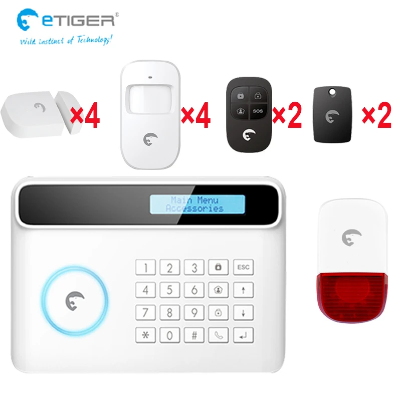 Домашняя система охранной сигнализации etiger IOS android приложение для управления