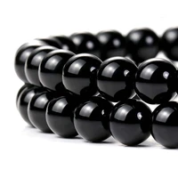 round natural stone aa grade gem black agates loose strand beads 3 4 6 8 10 12 mm 15 pick size for diy jewelry making bracelet