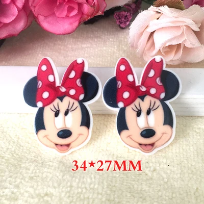 Каваи мультфильм Микки фигурка Минни ремесла плоская задняя Смола Лук Diy шпилька