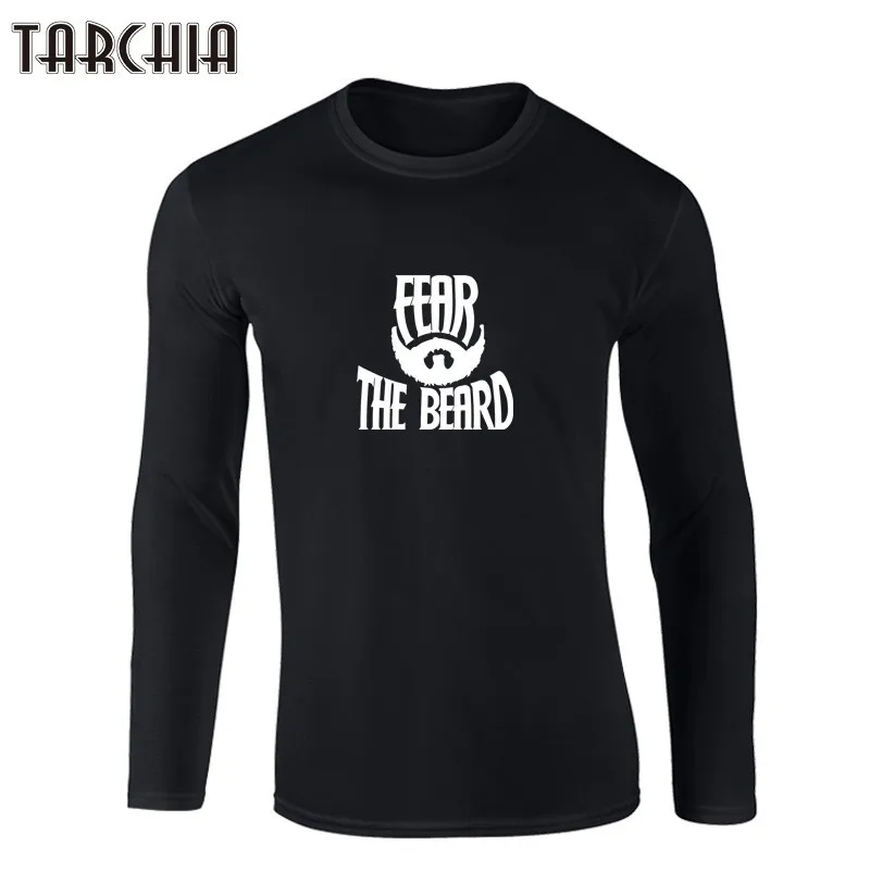 Футболка TARCHIA мужская с принтом бороды модная Облегающая рубашка круглым вырезом
