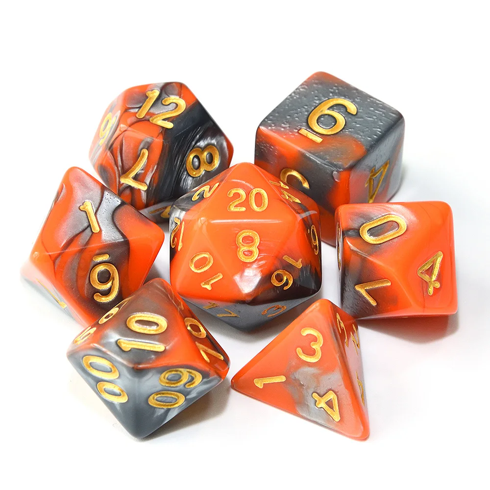 Многогранные DnD смешанные цвета кости 7 шт./компл. для ролевой игры «Подземелья и Драконы настольные игры D4, D6, D8, D10, D%, D12, D20