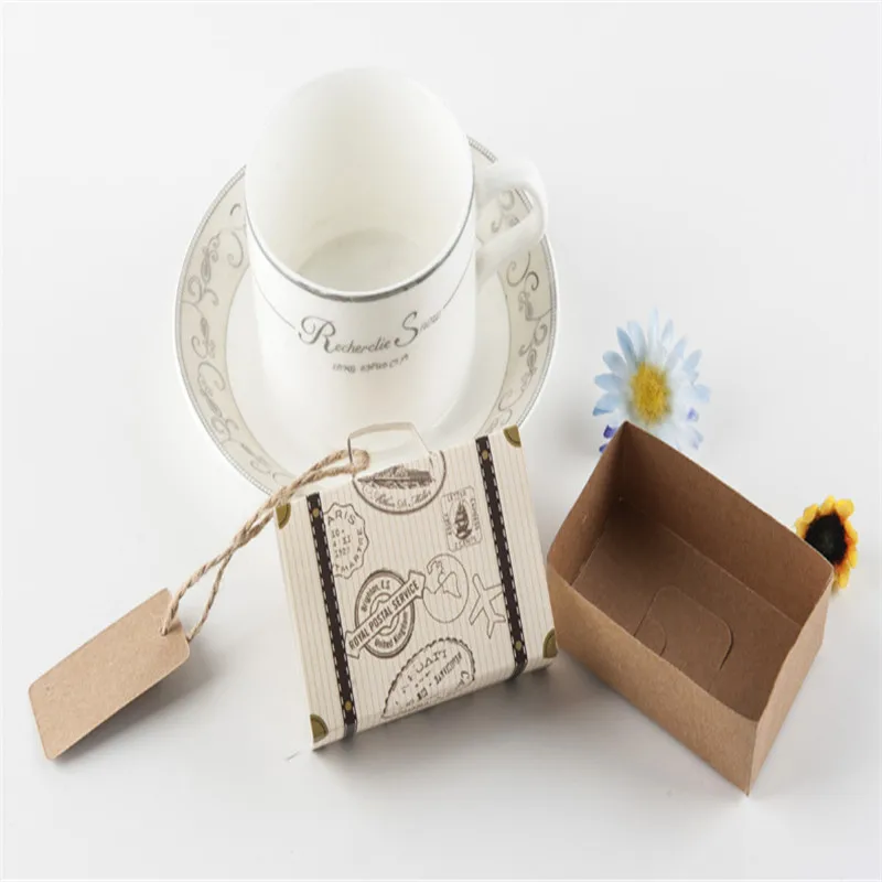 Мини бумажная коробка для багажа 10 шт./лот конфет сделай сам с веревкой и