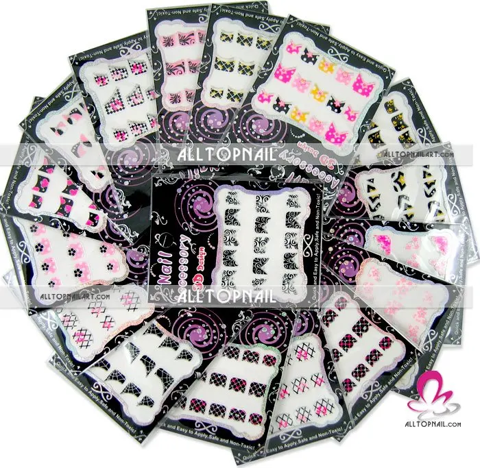 Стикеры 3D на ногти Nail Art 28 шт Профессиональная Смешанная фотография|french nail sticker|3d
