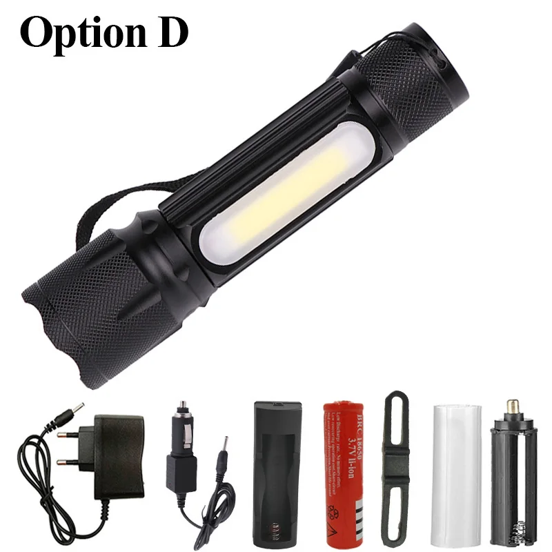 Option D Litwod Z20 1705B светодиодный фонарик 4000лм XM-L T6/COB Zoomable 4 режима алюминиевый фонарь для кемпинга фонарь для аккумулятора 18650 - Испускаемый цвет: Option D