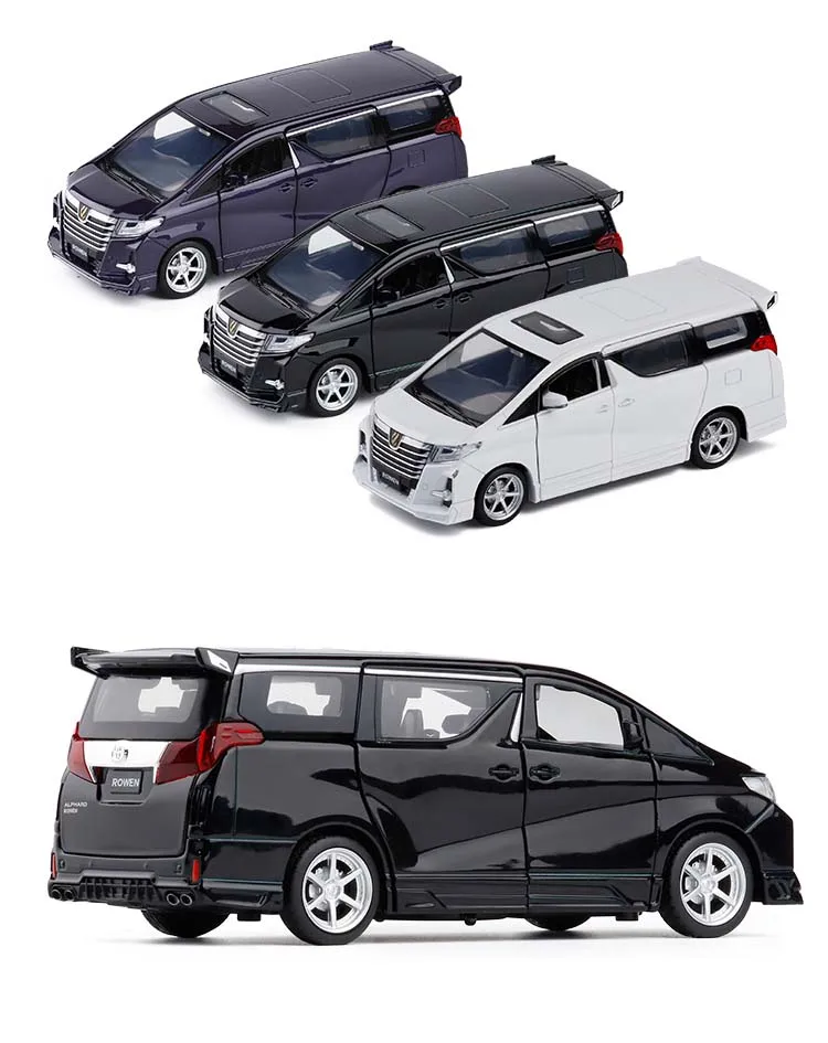Высокая симитация 1:32 Alphard MPV модель из сплава Вытяните назад Модель автомобиля с 4 открыть дверь звуковой светильник детские игрушки