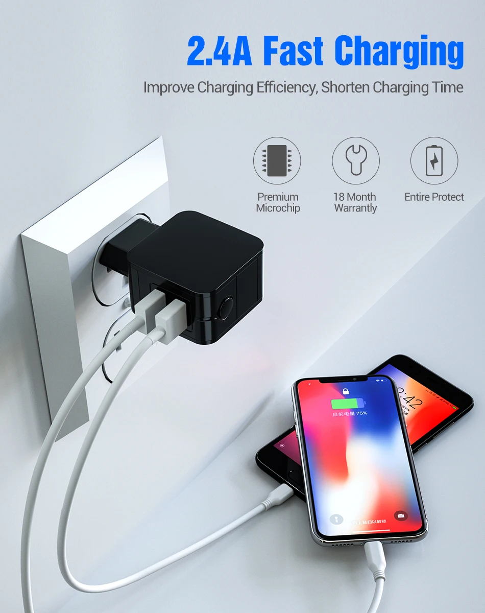 GUSGU USB зарядное устройство LED дисплей двойной Быстрый телефон зарядное устройство адаптер стены путешествия зарядное устройство ЕС для iPhone Samsung