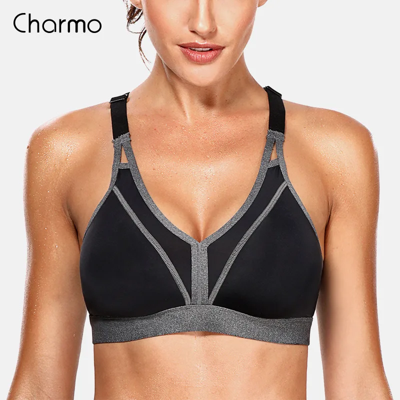 GRA Charmo, женский спортивный бюстгальтер, ударопрочный, поддержка, перекрещивание, бюстгалтер для йоги и бега, спортивный бюстгальтер, нижнее белье, профессиональный, фитнес, спортивный топ - Цвет: GRA