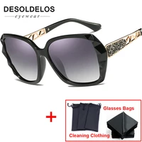fashion women polarized sunglasses brand diamond frame goggles mirror lens hollow legs driving oculos de sol uv400 d152