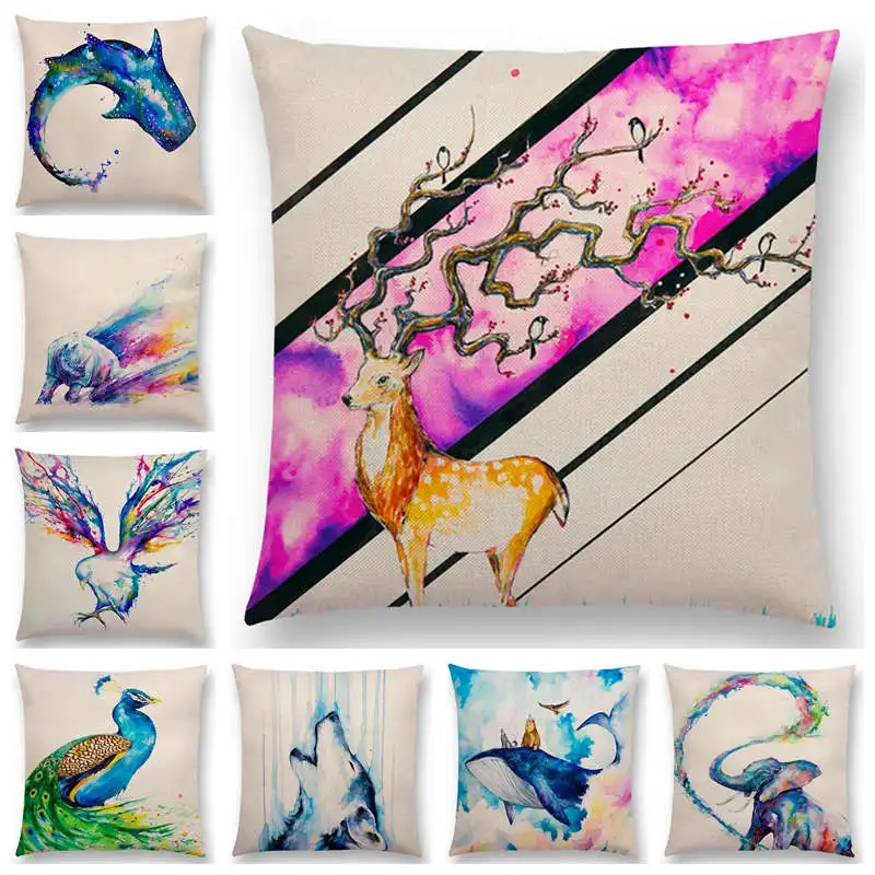 Горячая Распродажа животные акварельная живопись орлы носороги олень павлин