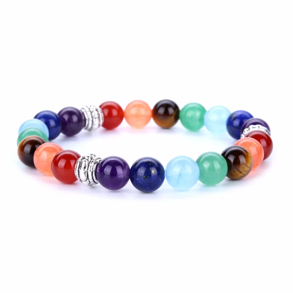 Браслеты с 7 чакрами из натурального камня агата кварца 8 мм|Плетеные браслеты| |
