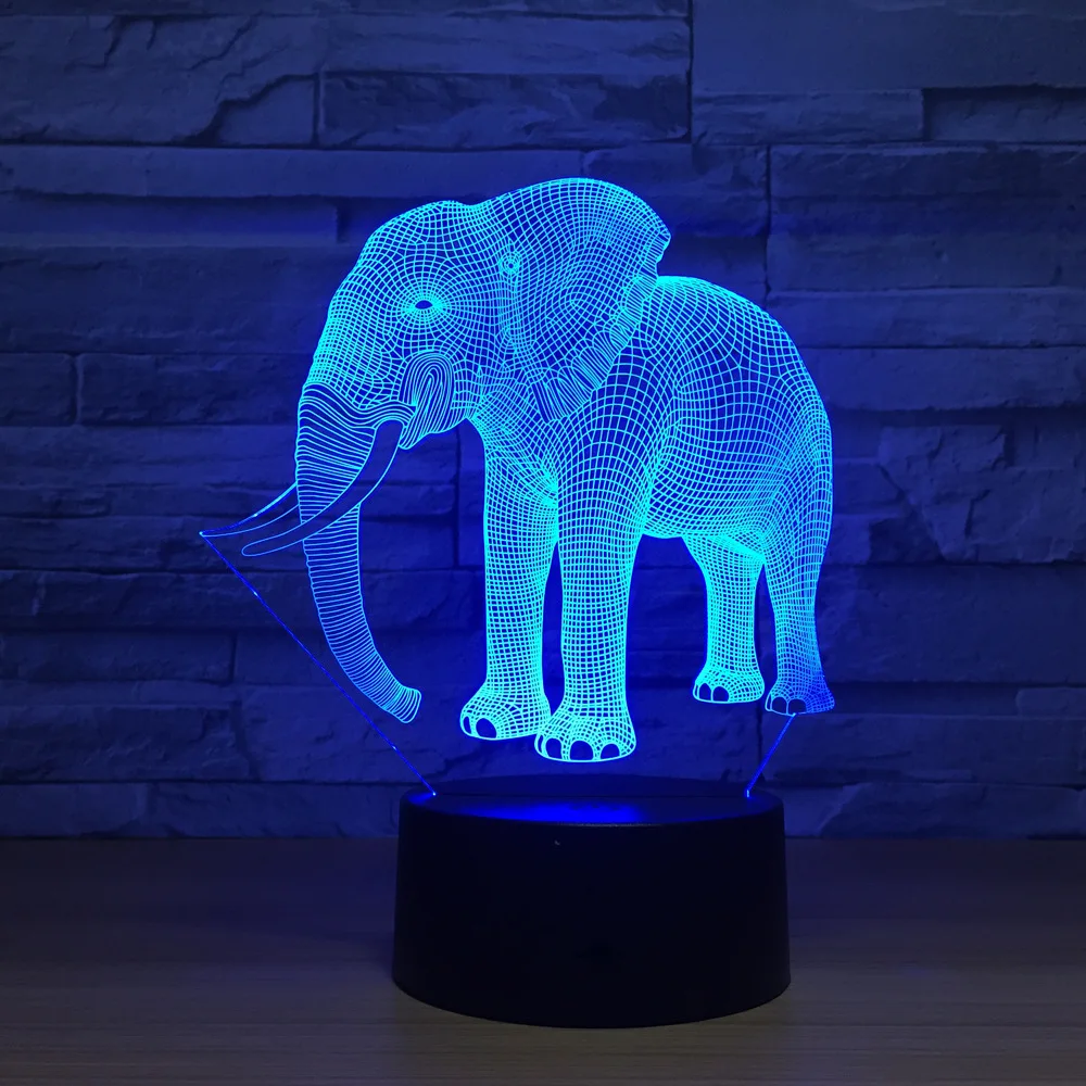 Cute Elephant Table Lamp 7 Colors Changing Desk 3d Novelty Led Night Lights Light DropShip | Освещение