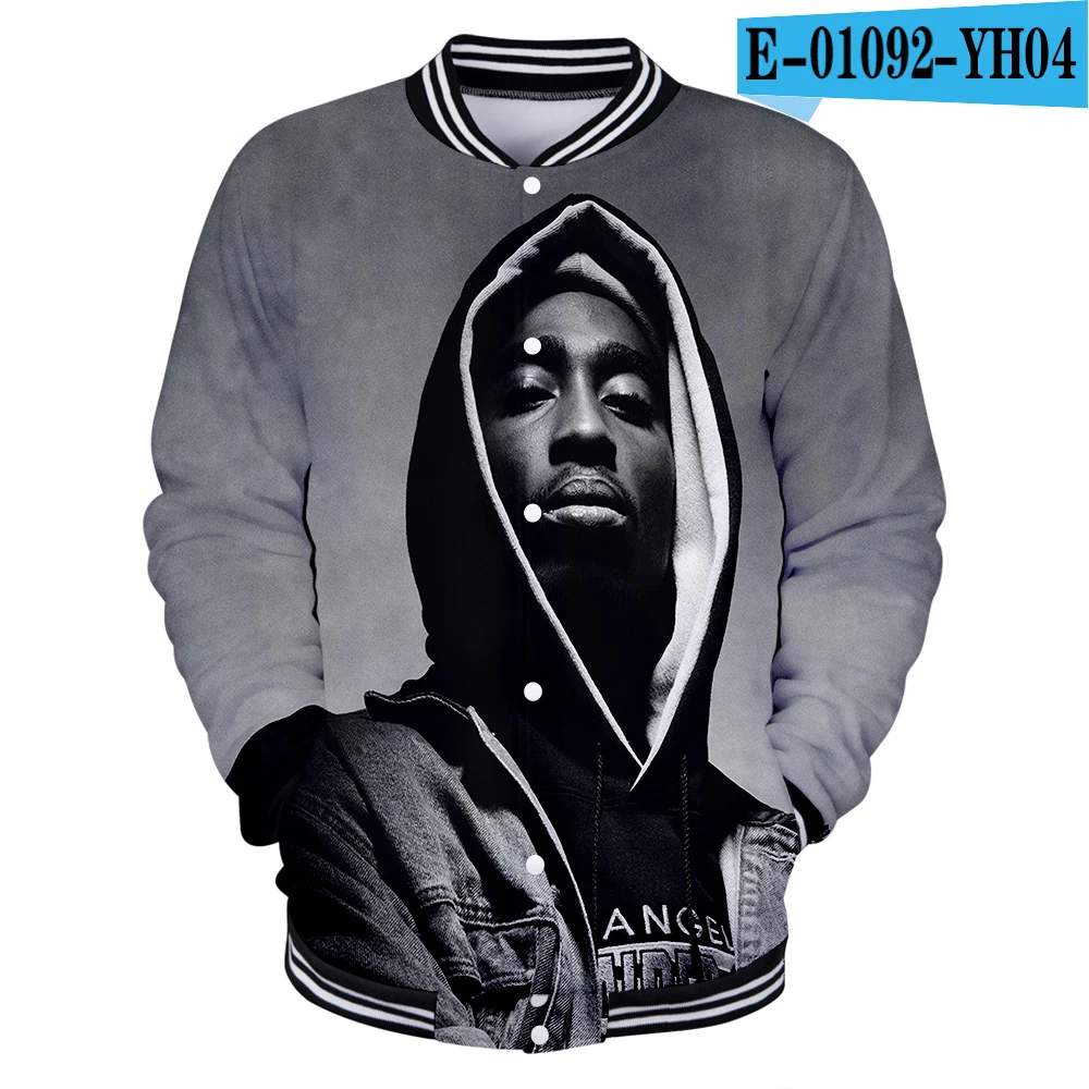 one 2Pac крутая мужская бейсбольная куртка Весенняя мода тонкий 3D принт с длинным рукавом Бомбер куртка Jaquetas мужские брендовые университетские куртки - Цвет: one