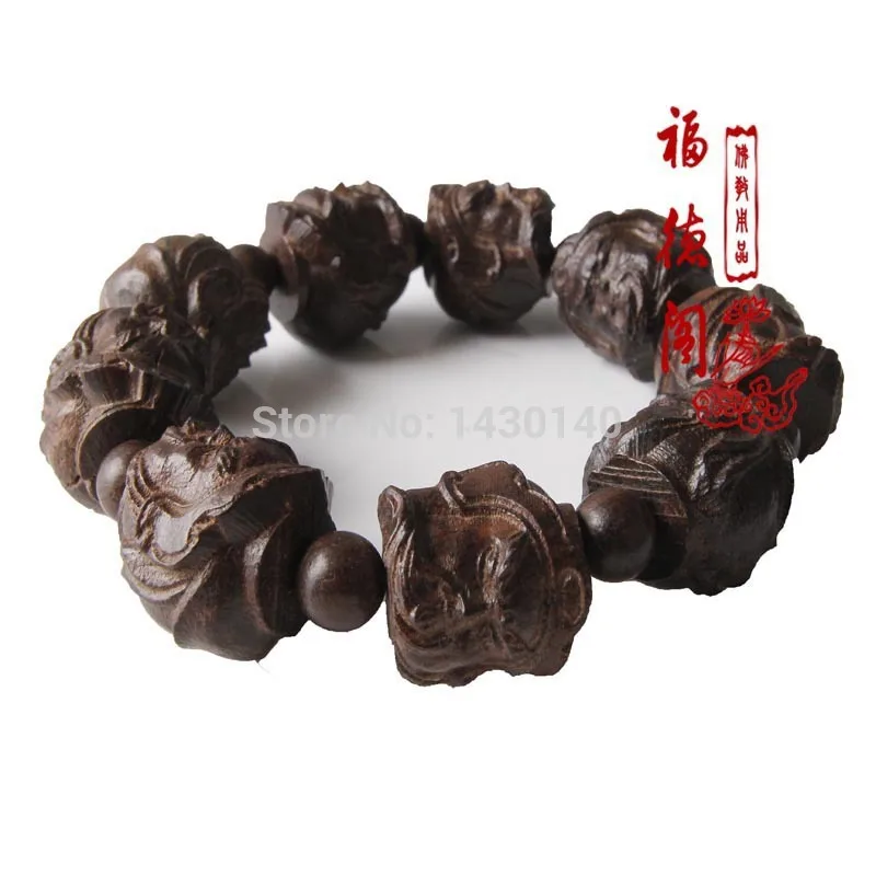 Vietnam Agarwood 20mm factory wholesale carved Guan Gong head men's prayer beads bracelets | Украшения и аксессуары