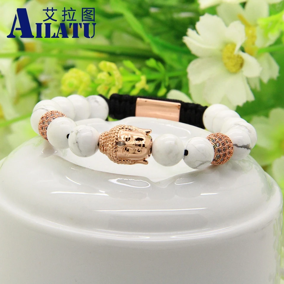 Ailatu религиозные украшения оптом 10 шт./лот 8 мм белый мраморный камень Howlite с