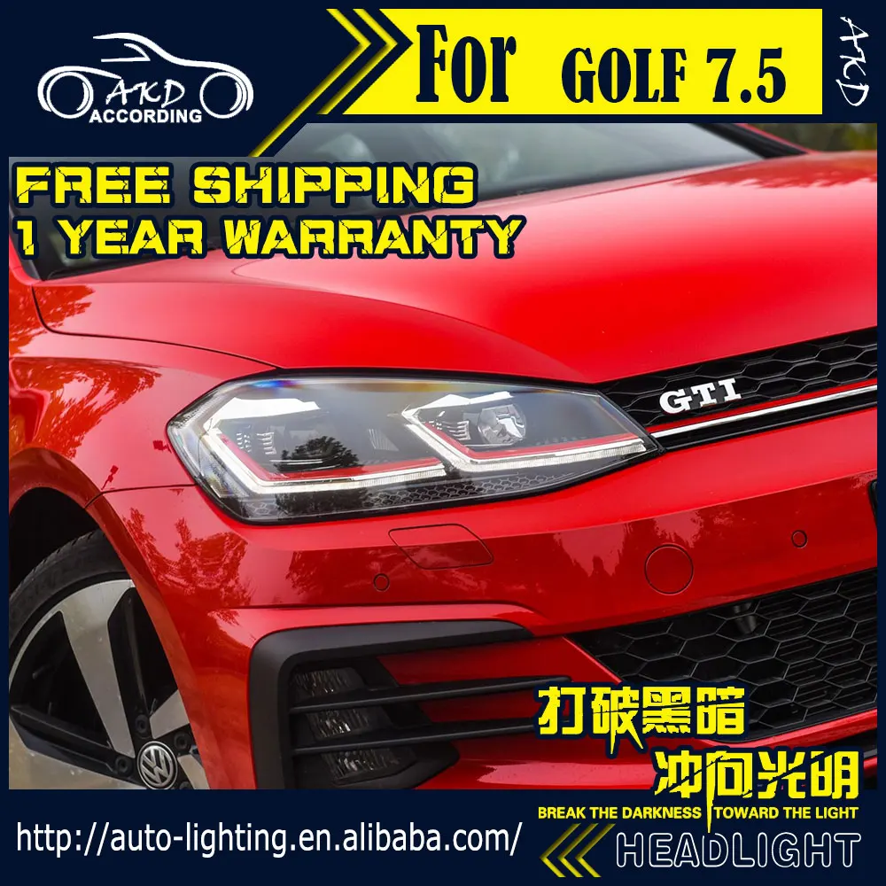 Головной фонарь в сборе для Volks wgen Golf 7 фары Golf 7,5 светодиодный фонарь DRL динамический сигнал поворота Биксеноновые линзы HID