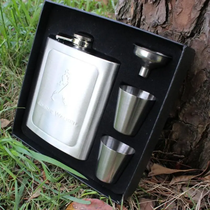7oz Stainless Steel Hip Flask Set With Funnel and 2 Cups Portable Alcohol Flagon Flasks Whiskey Liquor Pot Wine Bottle | Дом и сад