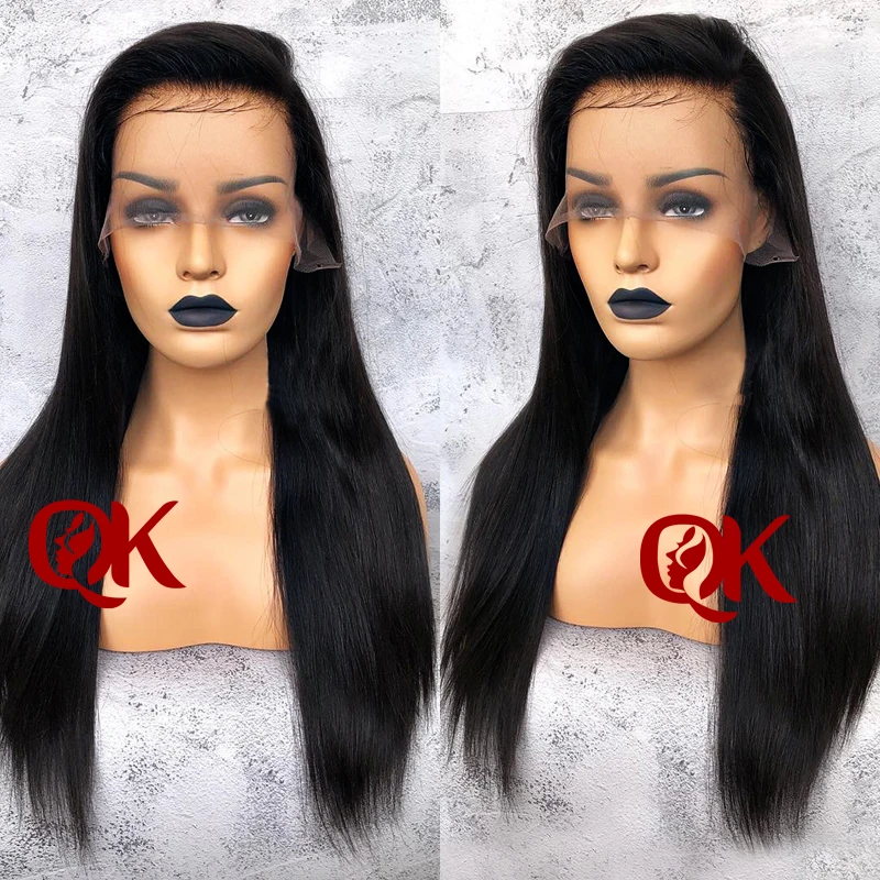 QueenKing волосы 13x6 прямые кружевные передние человеческие парики бразильские Реми