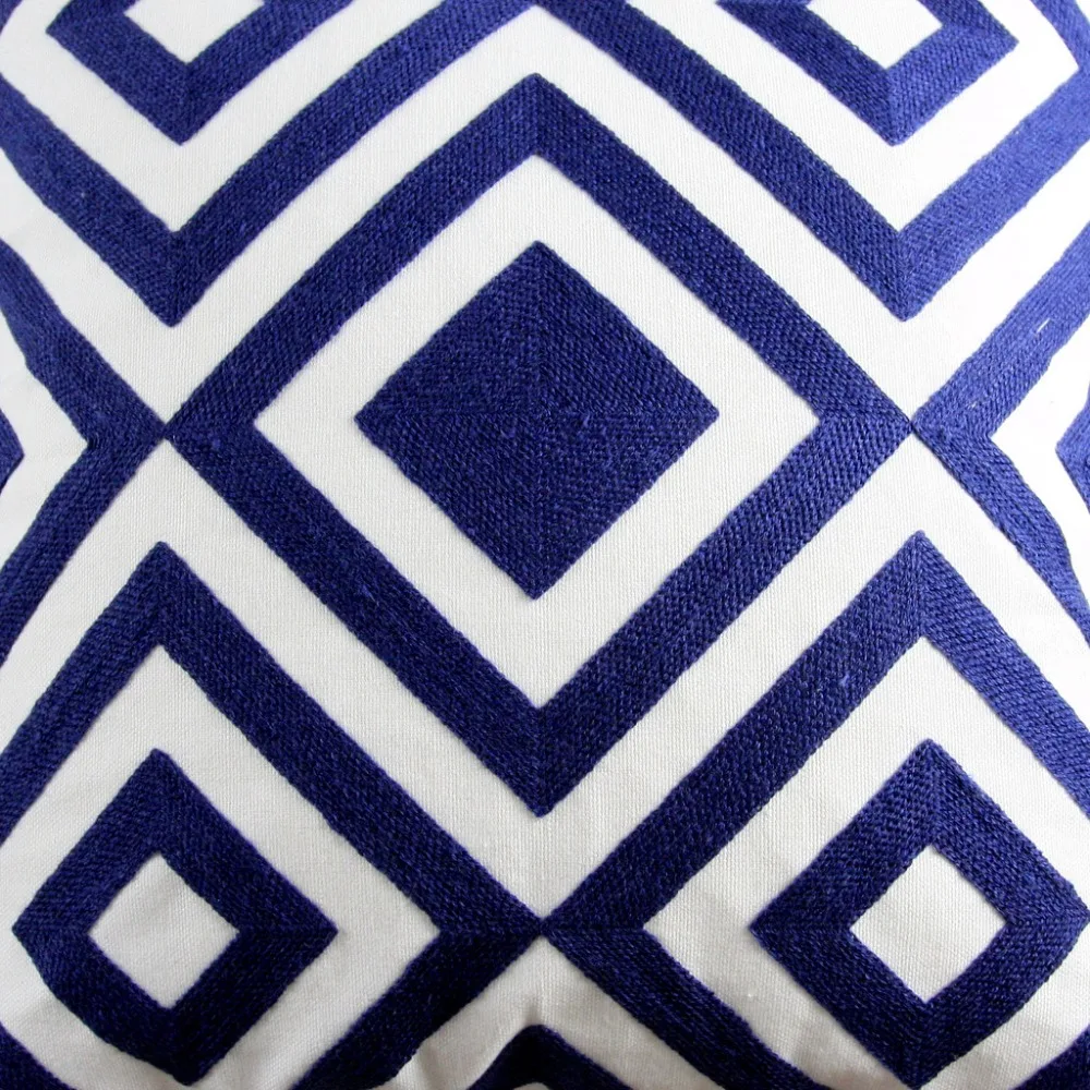 Темно синий чехол для подушки с вышивкой геометрический Марокканская Подушка