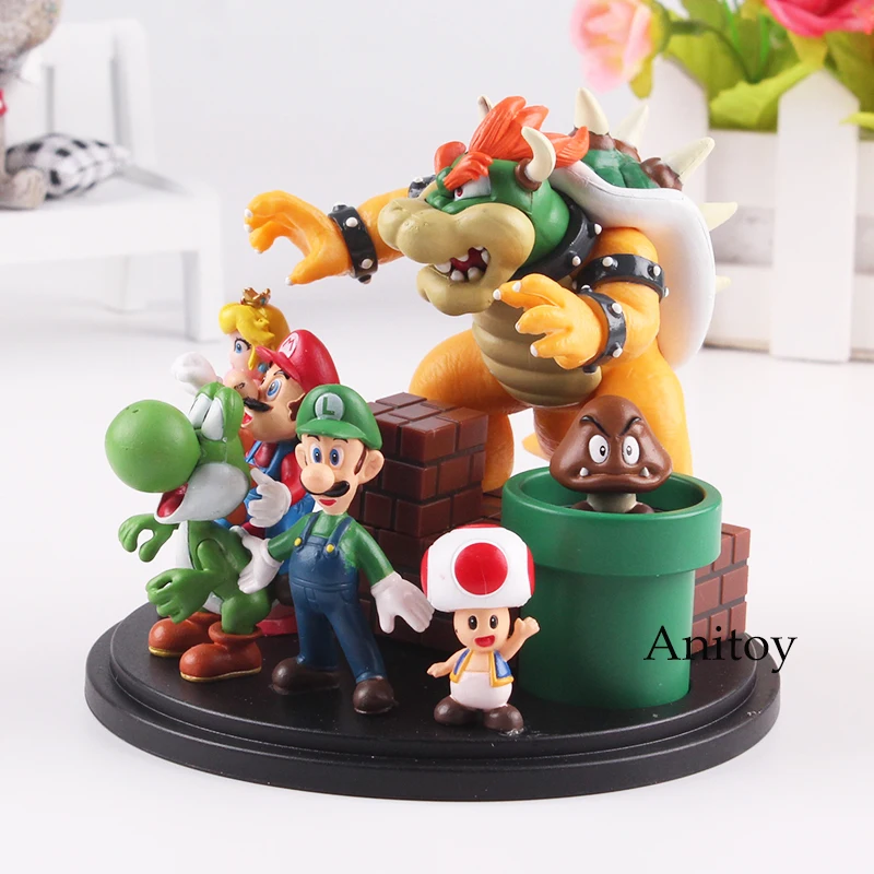 Super Mario Bros wii Mario Фигурки принцессы персик Луиджи Боузер Йоси жаба Гумба вечерние фигурки украшения игрушки подарок 3-10 см