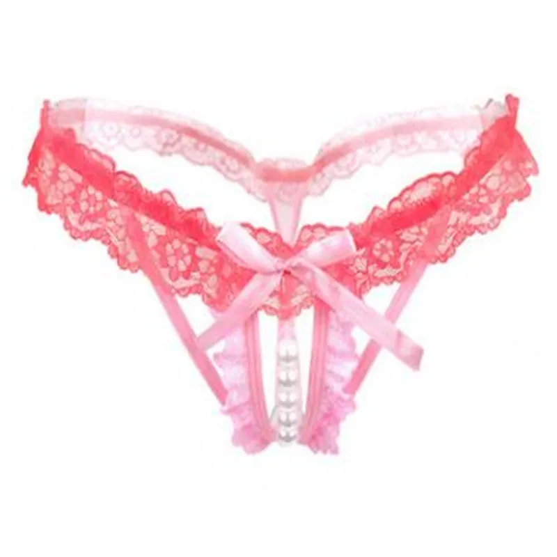 Женское нижнее белье Экзотические кружевные трусики с цветочными бусинами со