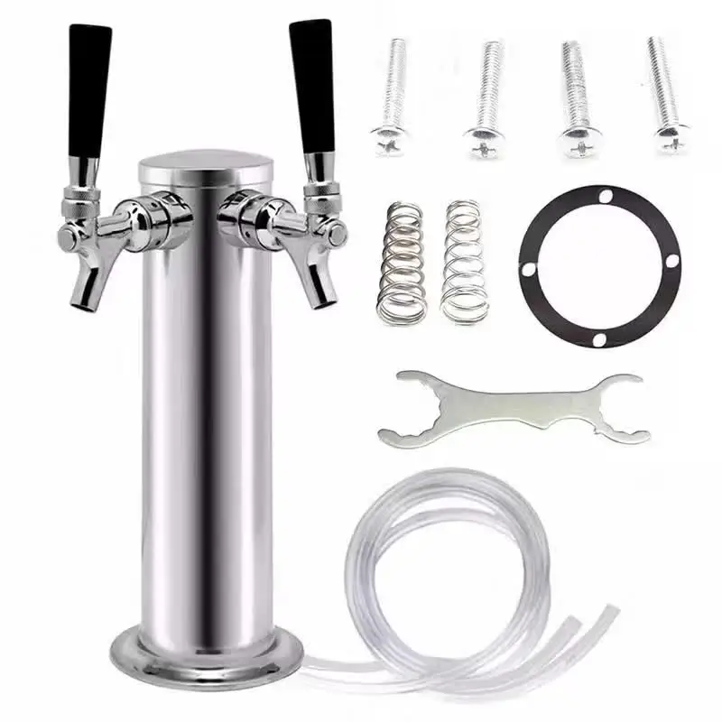 

Homebrew chrome stainless steel beer tower with double beer tap faucet bar accessoires good quality