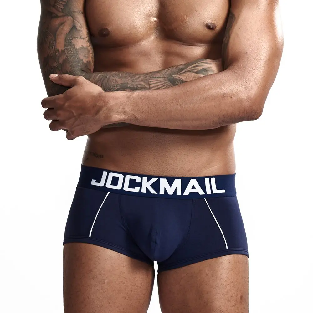 Бренд jockmail Горячая Мужское нижнее белье; трусы-боксеры; Соблазнительные однотонные хлопковые Для мужчин дышащие трусы-боксеры трусы