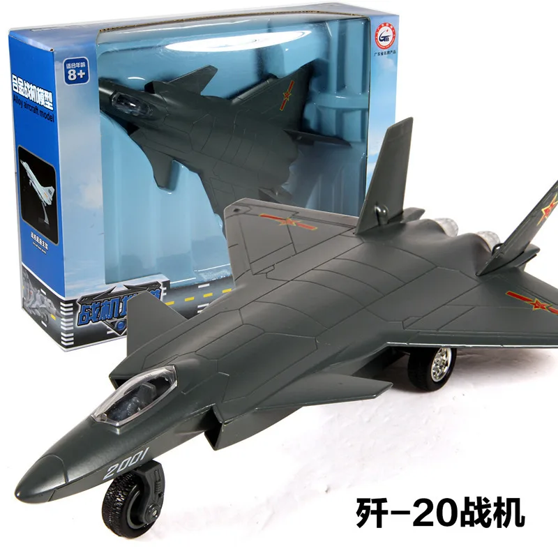 

Military Model Toys China J-20 Stealth Fighter Alloy Metal Plane Model Pull Back Plane with Sound And Light For Collection Gift