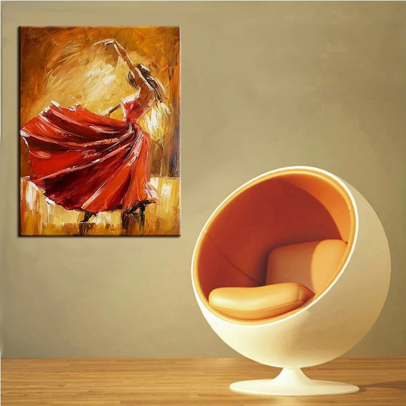 Бесплатная доставка Ручная роспись Испанский танцор фламенко масляная живопись