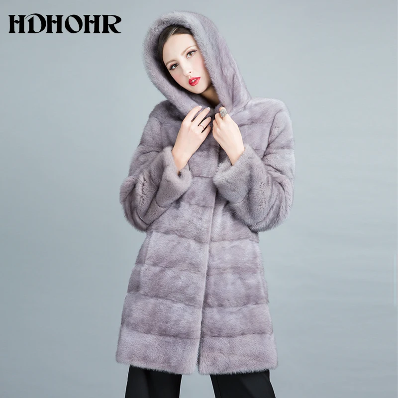 HDHOHR женские шубы из натурального меха норки шубы модные толстые теплые зимние меховые куртки верхняя одежда длинная меховая парка для женщин
