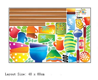 Мультяшная Милая кухонная посуда художественный Настенный декор плитка шкаф