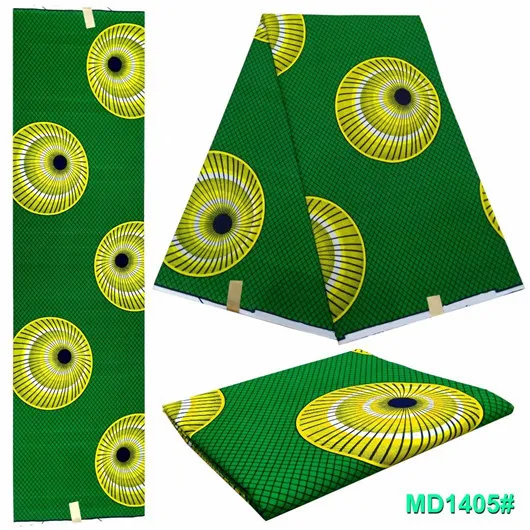 Африканский Анкара Восковой Печати зеленый и желтый Настоящая Ява Ткань Воска