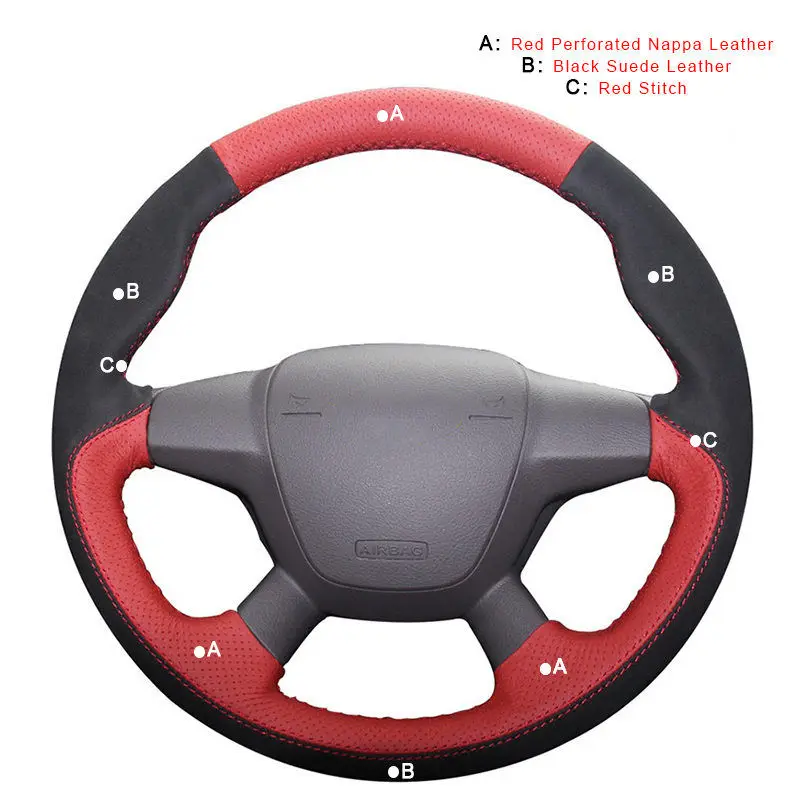 Suede and Nappa Оплетка автомобиля на рулевом колесе Крышка для Ford Focus 3 2012- Kuga Escape 2013- C-MAX 2011- авто кожаное колесо крышка - Название цвета: Suede and Nappa