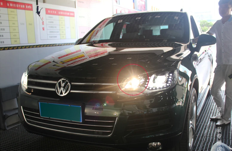 1 Набор автомобильный бампер фары Tiguan головной светильник 2013 ~ 2015y светодиодный DRL