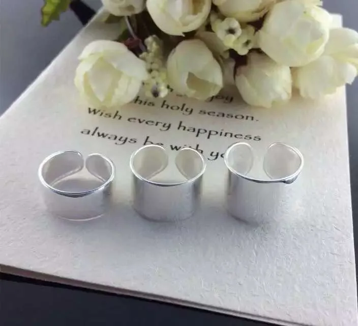Elegant Quality 925 Rings Adjustable Fashion Personality Geometric Open Wide Ring Sterling Silver for Women Jewely |
