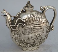 exquisite ancient china tibetan silver phoenix statue teapot