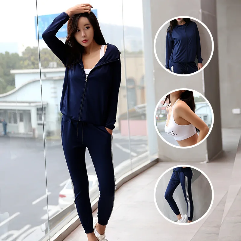 3 pcs blu Комплект для спортзала, женская одежда для йоги и тренировок, короткий рукав, тонкое мягкое женское спортивное пальто, рубашка, бюстгальтер, леггинсы, спортивная одежда, комплект для занятий йогой - Цвет: 3 pcs blu