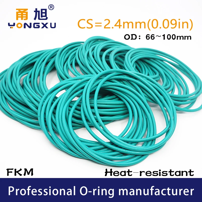 

Green FKM Fluorine Rubber O-rings Seals CS2.4mm OD66/70/74/75/78/80/85/90/95/100*2.4mm Rings Seal Gasket Rings fkm Ring Washer