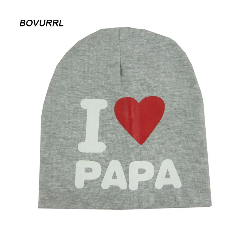 Милая теплая вязаная хлопковая шапочка с надписью I LOVE MAMA/PAPA для маленьких