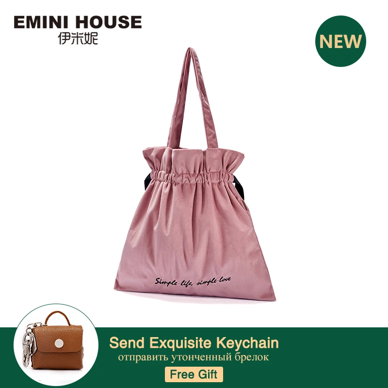 EMINI HOUSE бархатная женская сумка-тоут, повседневная сумка, сумки через плечо, модная вместительная женская сумка-мессенджер,, сумки