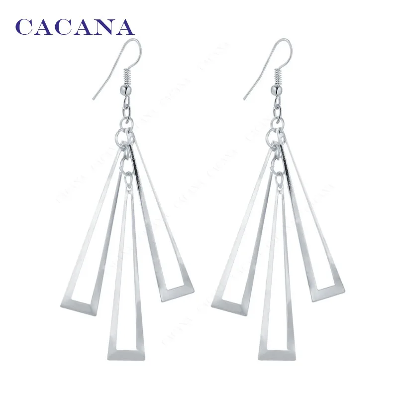 CACANA Dangle Long Earrings Hollow Rectangle Style For Women Bijouterie Hot Sale No.A87 A88 | Украшения и аксессуары